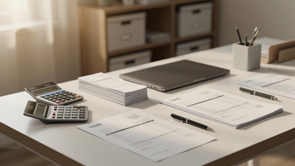 Factures et documents comptables sur un bureau professionnel